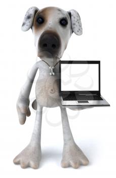 Royalty Free 3d Clipart Image of a Jack Russell Terrier Dog Holding a Laptop Computer
