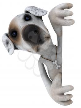 Royalty Free 3d Clipart Image of a Jack Russell Terrier Dog Holding a Sign Board