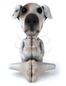 Royalty Free 3d Clipart Image of a Jack Russell Terrier Dog Meditating