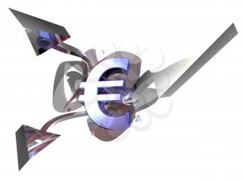 Royalty Free 3d Clipart Image of a Euro Sign with Arrows