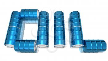 Royalty Free 3d Clipart Image of Oil Barrels Spelling the Word Oil
