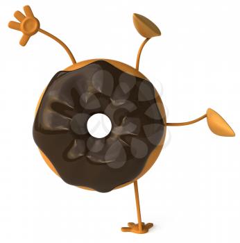 Royalty Free Clipart Image of a Doughnut Doing a Handstand