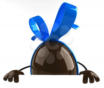 Royalty Free Clipart Image of a Chocolate Egg With a Bow