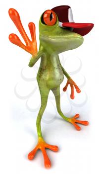 Royalty Free Clipart Image of a Frog in a Ball Cap