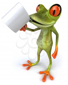 Royalty Free 3d Clipart Image of a Frog Drinking From a Coffee Mug