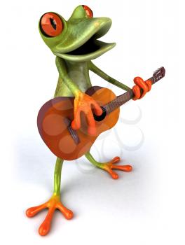 Royalty Free 3d Clipart Image of a Frog Playing a Guitar
