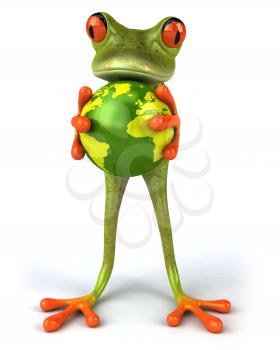 Royalty Free 3d Clipart Image of a Frog Holding a Globe