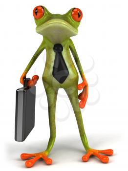 Royalty Free 3d Clipart Image of a Frog Wearing a Tie and Carrying a Briefcase