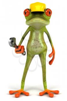 Royalty Free Clipart Image of a Frog Repairmen