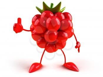 Royalty Free 3d Clipart Image of a Raspberry Giving a Thumbs Up Sign