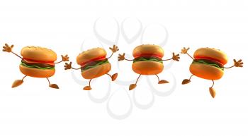 Royalty Free 3d Clipart Image of Dancing Hamburgers