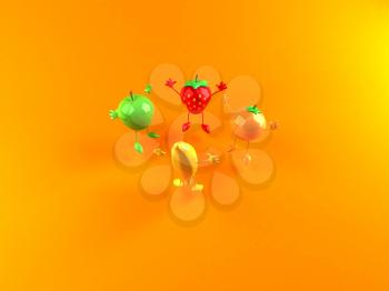 Royalty Free 3d Clipart Image of a Assorted Fruit
