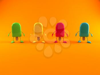 Royalty Free 3d Clipart Image of Popsicles