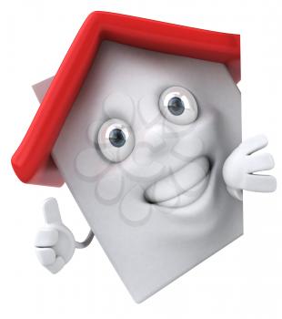 Royalty Free Clipart Image of a House Man Giving a Thumbs Up
