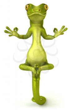 Royalty Free Clipart Image of a Gecko Meditating