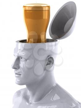 Royalty Free 3d Clipart Image of a Male Thinking About a Glass of Beer