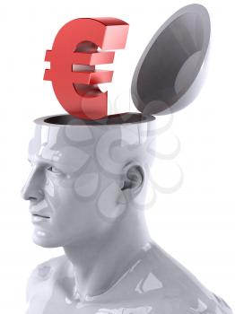 Royalty Free 3d Clipart Image of a Male Thinking About a Euro Sign
