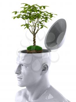 Royalty Free 3d Clipart Image of a Male Thinking About a Plant