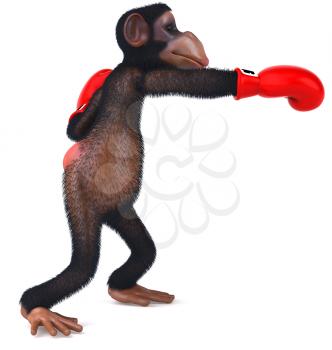 Royalty Free Clipart Image of a Boxing Chimpanzee