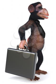 Royalty Free Clipart Image of a Monkey With a Briefcase and Wearing a Tie