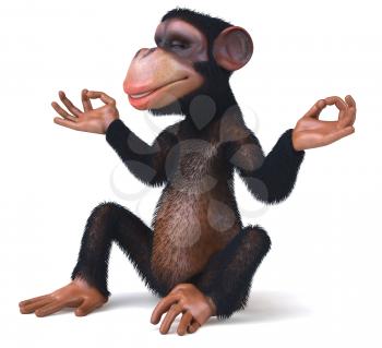 Royalty Free Clipart Image of a Monkey Doing Yoga