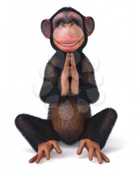 Royalty Free Clipart Image of a Monkey Meditating