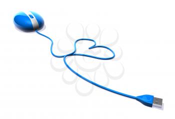 Royalty Free 3d Clipart Image of a Computer Mouse With a Heart Shape in the Cord