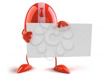 Royalty Free 3d Clipart Image of a Red Computer Mouse Holding a Sign