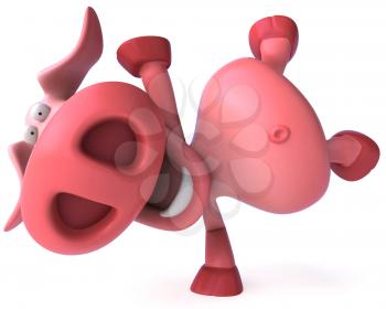 Royalty Free Clipart Image of a Pig Doing Cartwheels