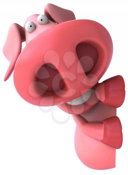 Royalty Free Clipart Image of a Pig Peaking Out from Behind Something