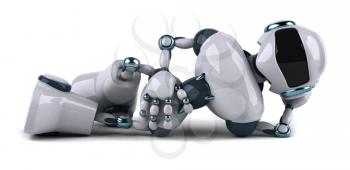 Royalty Free Clipart Image of a Robot Lying Down
