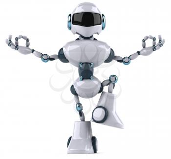 Royalty Free Clipart Image of a Robot Doing Yoga