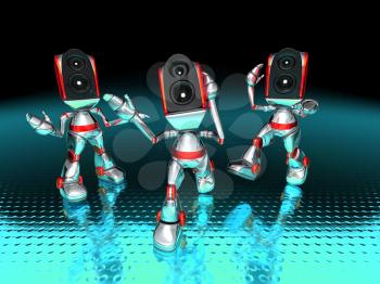 Royalty Free 3d Clipart Image of Stereo Head Robots