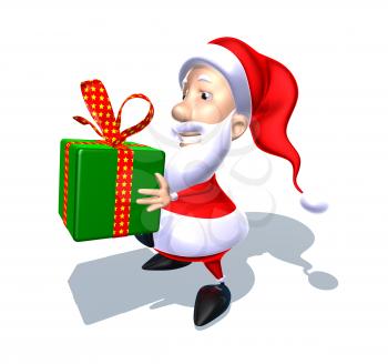 Royalty Free 3d Clipart Image of Santa Holding a Gift