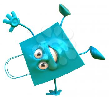 Royalty Free Clipart Image of a Blue Bag Doing Handstands