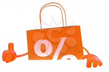 Royalty Free 3d Clipart Image of a Shopping Bag with a Percentage Sign on It