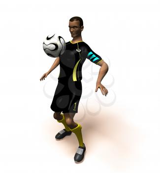Royalty Free 3d Clipart Image of an African American Male Playing Soccer