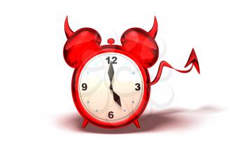 Royalty Free 3d Clipart Image of a Red Devil Alarm Clock