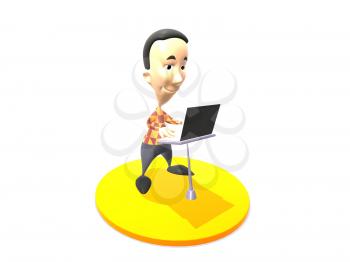 Royalty Free 3d Clipart Image of a Man Working on a Laptop Computer