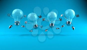 Royalty Free 3d Clipart Image of Blue Light Bulbs