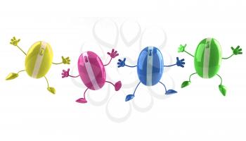 Royalty Free 3d Clipart Image of Colored Computer Mice