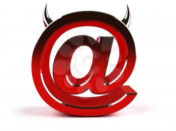 Royalty Free 3d Clipart Image of an At Sign With Devil Horns 