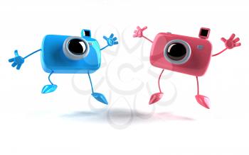 Royalty Free 3d Clipart Image of Jumping Cameras