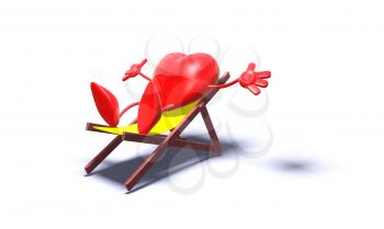 Royalty Free 3d Clipart Image of a Heart Sitting in a Lounge Chair