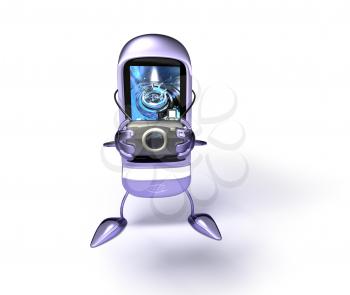 Royalty Free 3d Clipart Image of a Cell Phone Holding a Camera