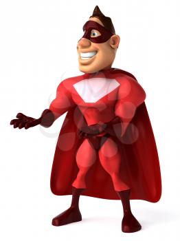 Royalty Free Clipart Image of a Superhero With His Hand Out