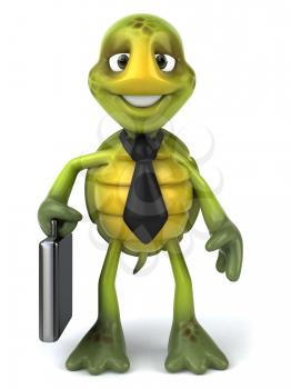 Royalty Free Clipart Image of a Turtle Carrying a Briefcase