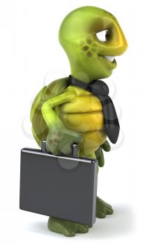 Royalty Free Clipart Image of a Turtle With a Briefcase