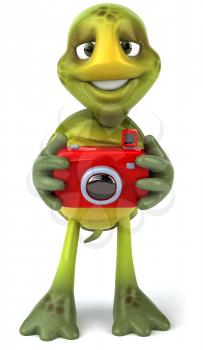 Royalty Free Clipart Image of a Turtle With a Camera