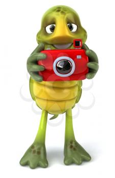 Royalty Free Clipart Image of a Turtle Taking a Picture